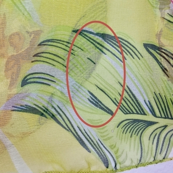 New! Beaches & Boho Tropical Hibiscus Floral Lime Green Sheer Sarong Coverup - Picture 6 of 7